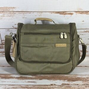 Briggs & Riley Carry-On Duffle Bag Olive Green Nylon Leather Trim Used